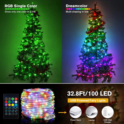 RGB IC Smart String Light DIY LED Fairy Lights Programmable WS2812B USB Garland Decoration for Home Bedroom Christmas Wedding